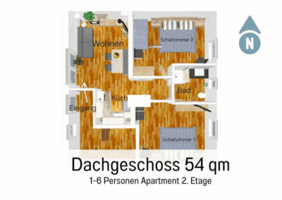 Oetztal Apartements Apartement oben Grundriss 54 qm